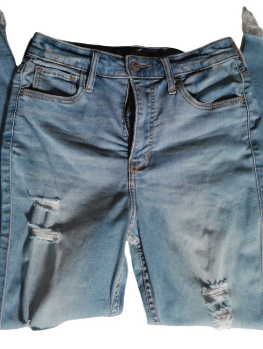 Hollister Light Blue Distressed Destroyed Boyfriend Jeans